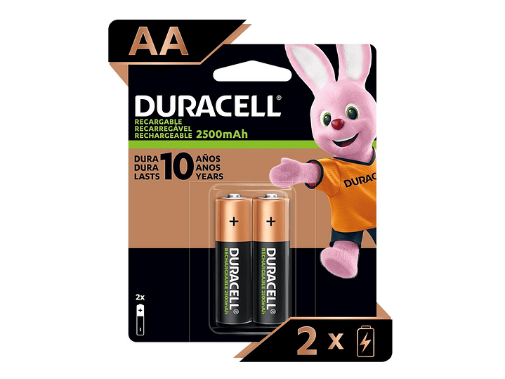 Pack 2 Pilas AA Recargables Duracell 2500mAh 1