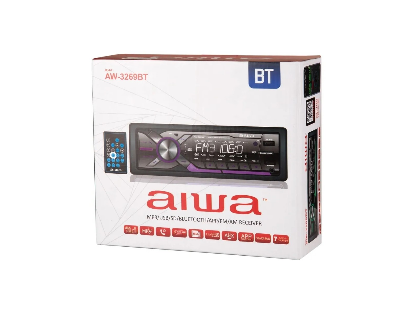 Radio Auto Aiwa BT Mp3 Usb App Music Aw-3269bt 3