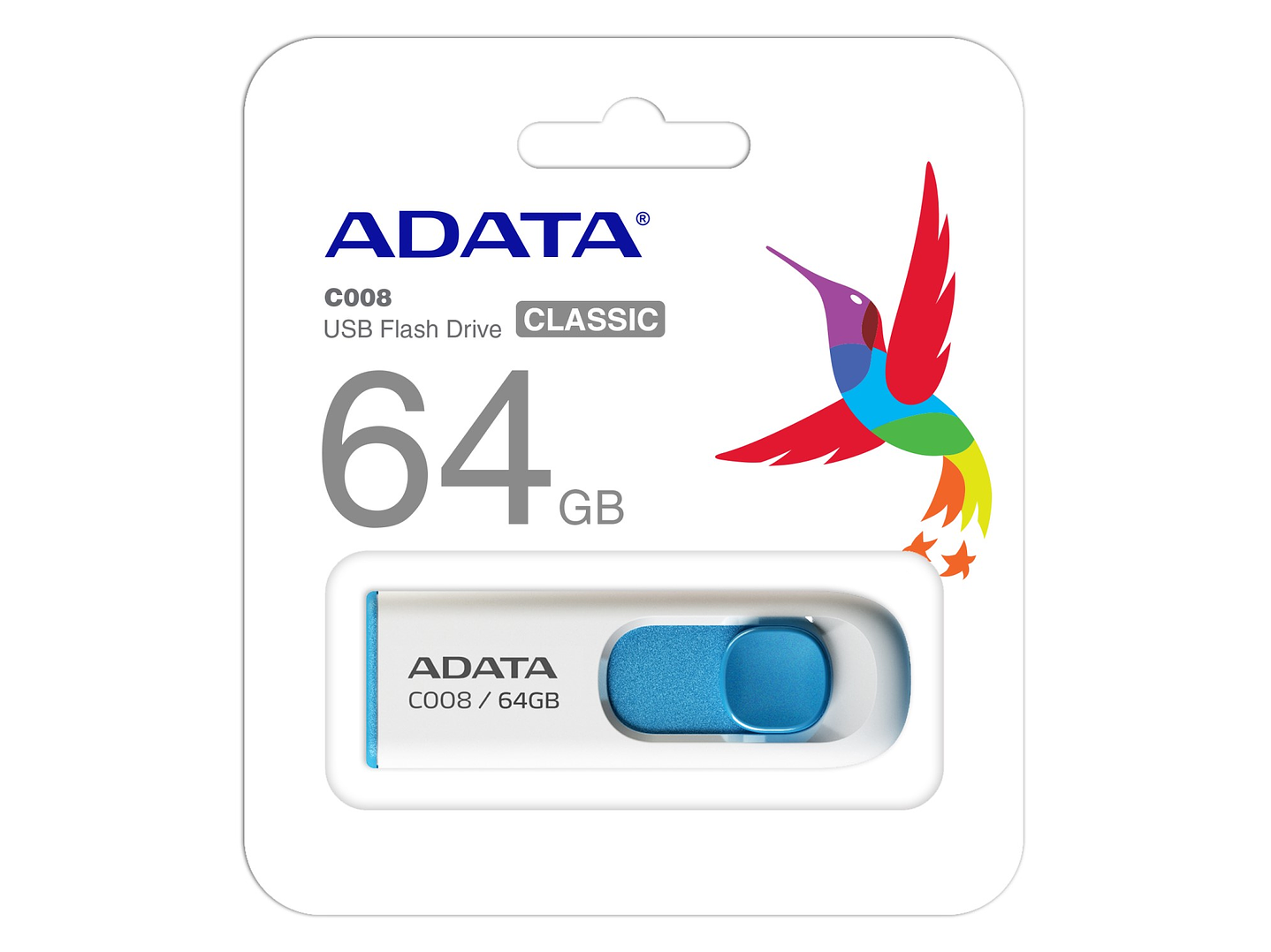 Pendrive 64GB Adata C008 Usb Blanco/Azul Classic 2