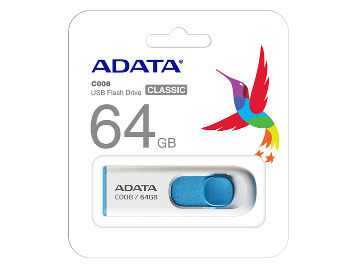 Pendrive 64GB Adata C008 Usb Blanco/Azul Classic 2
