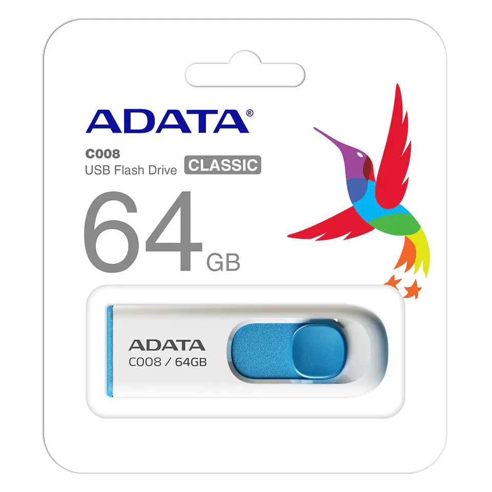 Pendrive 64GB Adata C008 Usb Blanco/Azul Classic 2