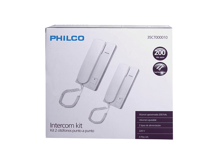 Kit 2 Citofonos Punto a Punto Philco Intercomunicador CT10 2