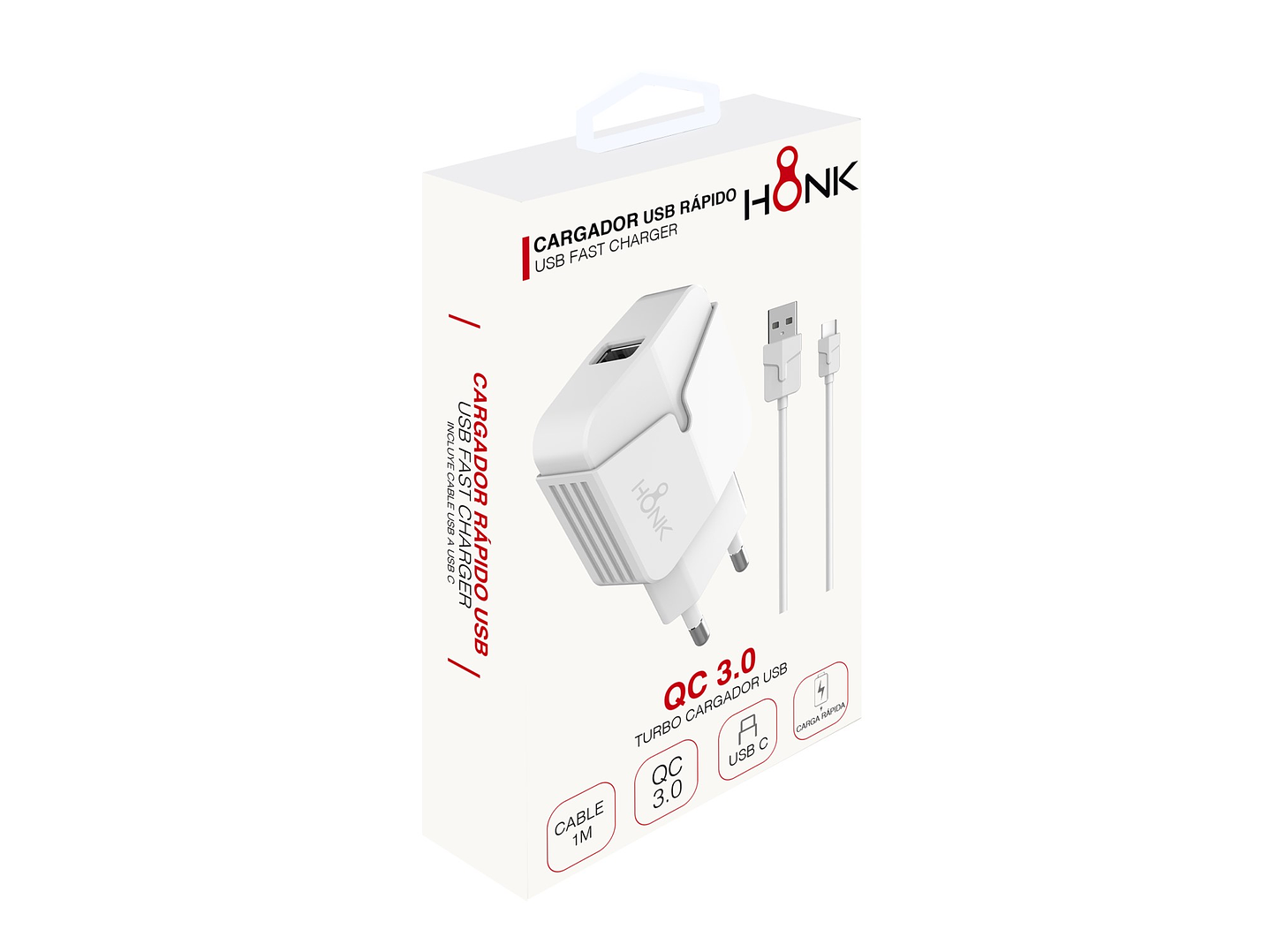 Cargador Pared y Cable Tipo C Honk QC3.0 2