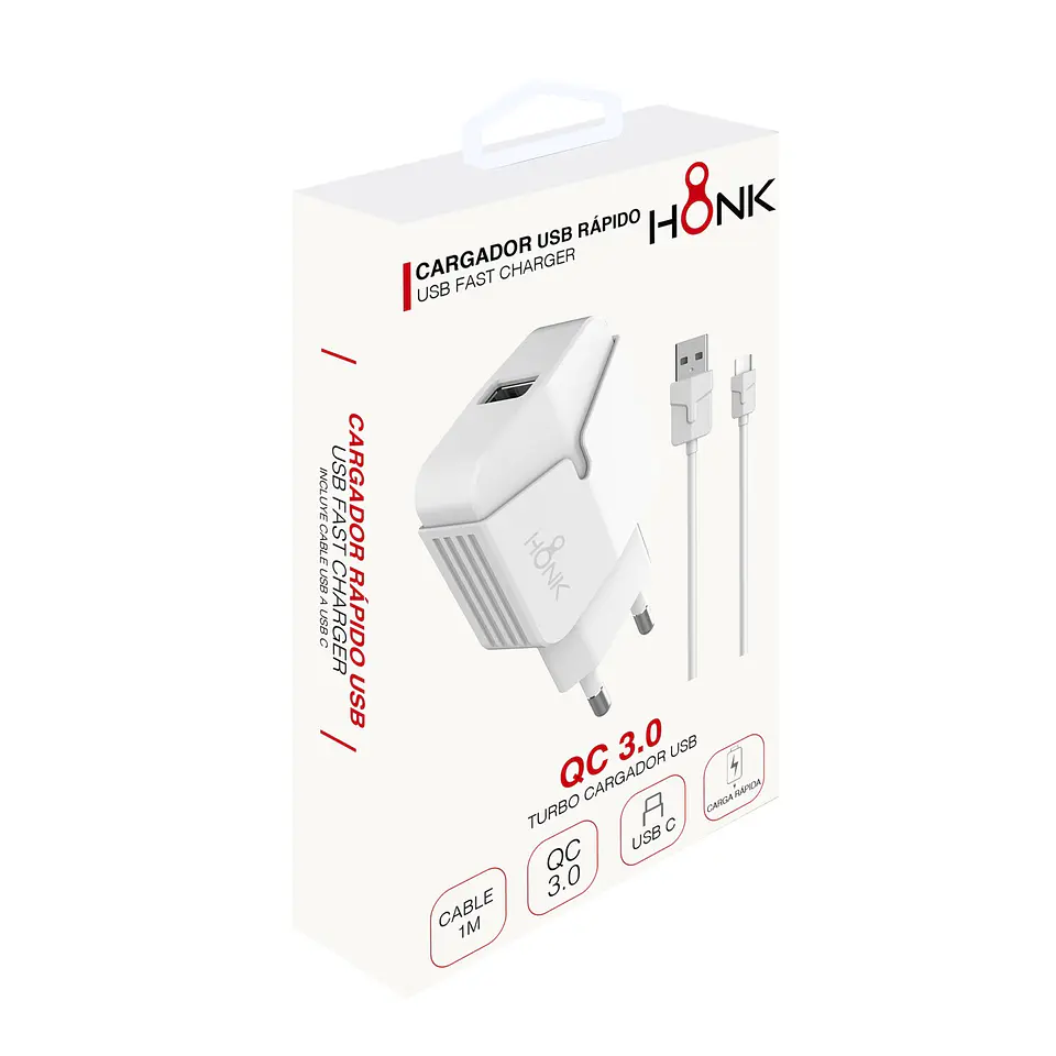 Cargador Pared y Cable Tipo C Honk QC3.0 2