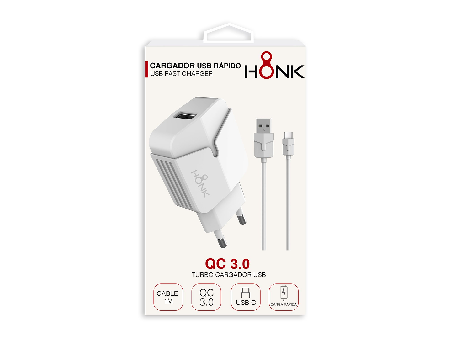 Cargador Pared y Cable Tipo C Honk QC3.0 3