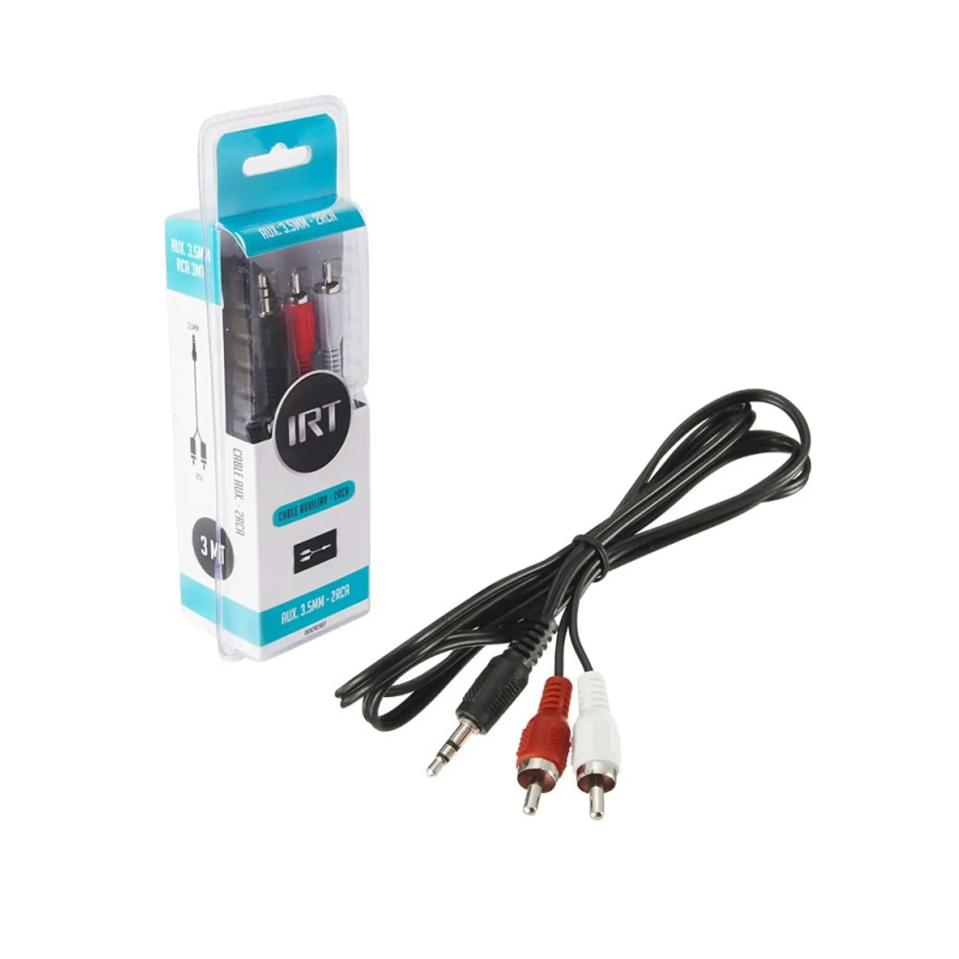 Cable Audio Plug 3.5 a 2 RCA 3 Metros IRT 1