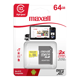 Tarjeta Memoria Micro SD XC 64GB Maxell