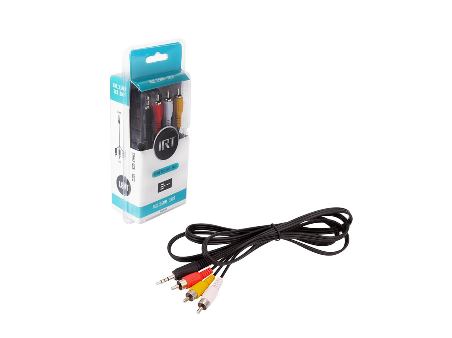 Cable Audio y Video Plug 3.5 a 3 RCA 1.8 Metros IRT 1