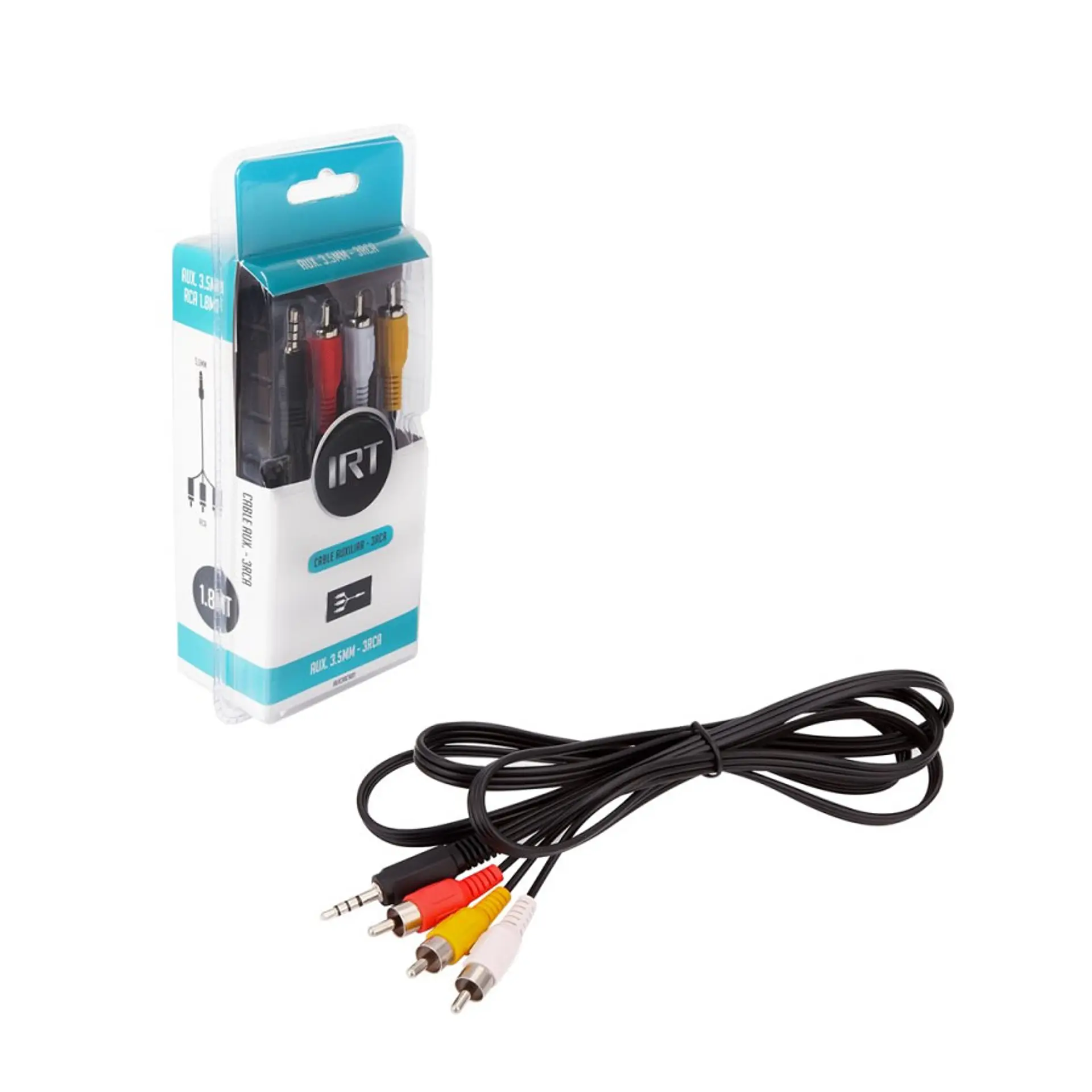 Cable Audio y Video Plug 3.5 a 3 RCA 1.8 Metros IRT 1