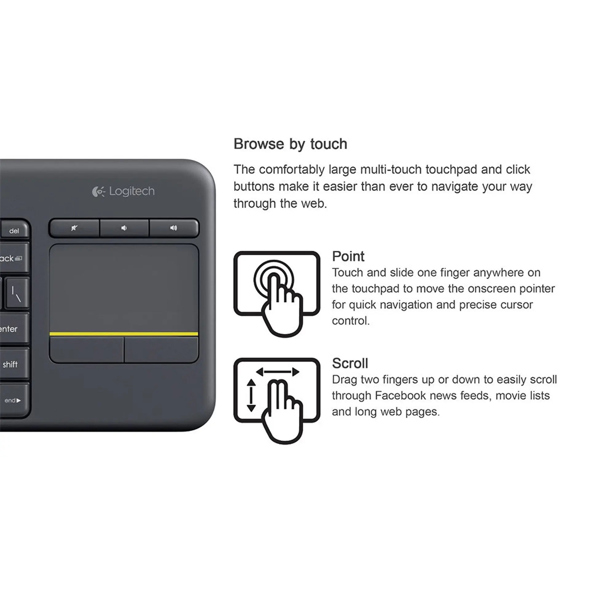 Teclado Inalambrico Logitech K400 Con Touch Pad 3