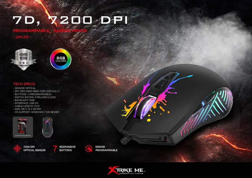 Mouse Gamer Xtrike Me Pro 7200dpi Gm-215 6