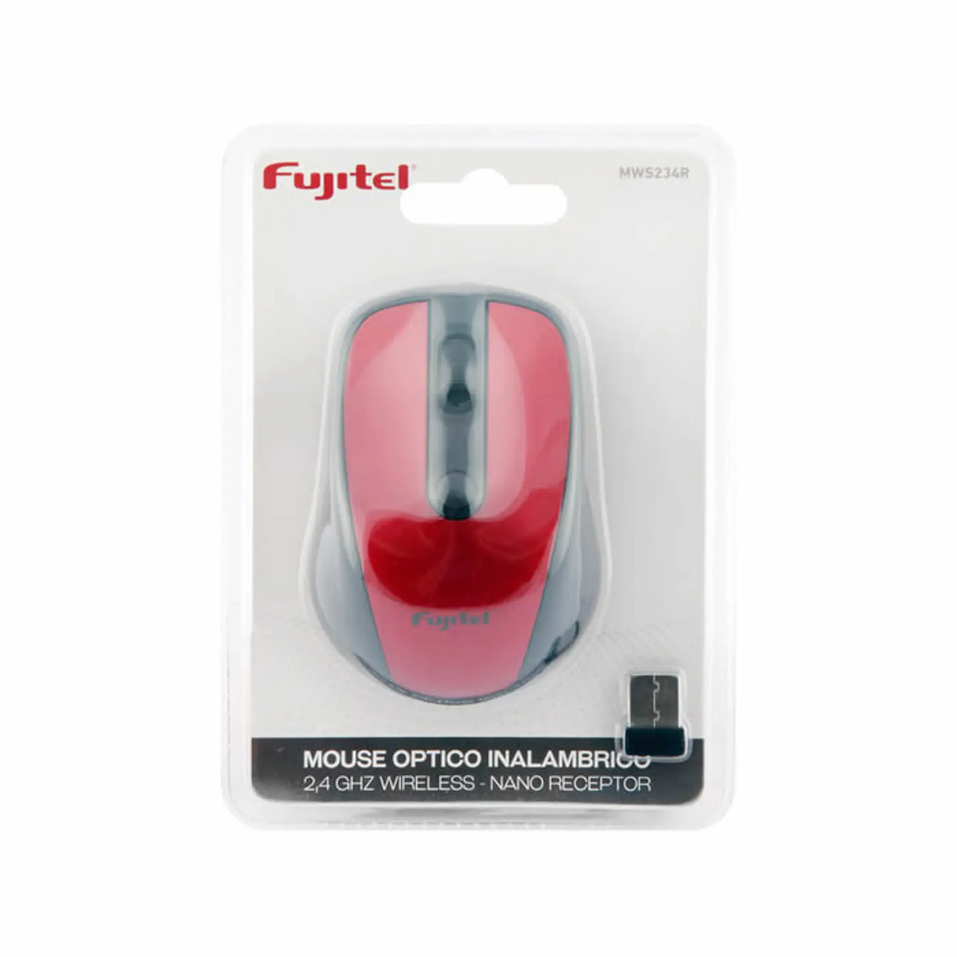 Mouse Optico Fujitel 2.4g Wireless Rojo 2