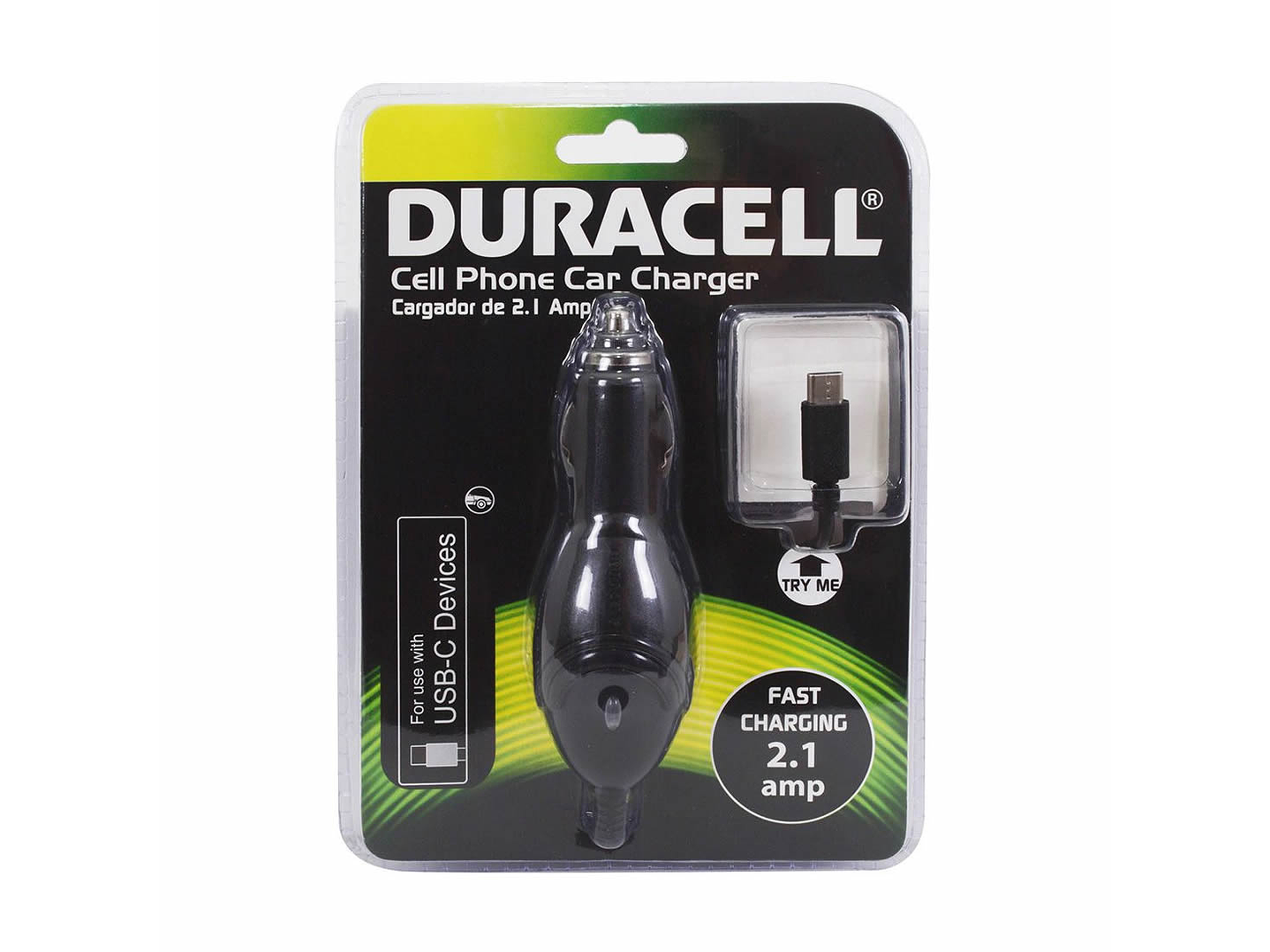 Cargador Auto 12v Tipo C Duracell 2.1a 2