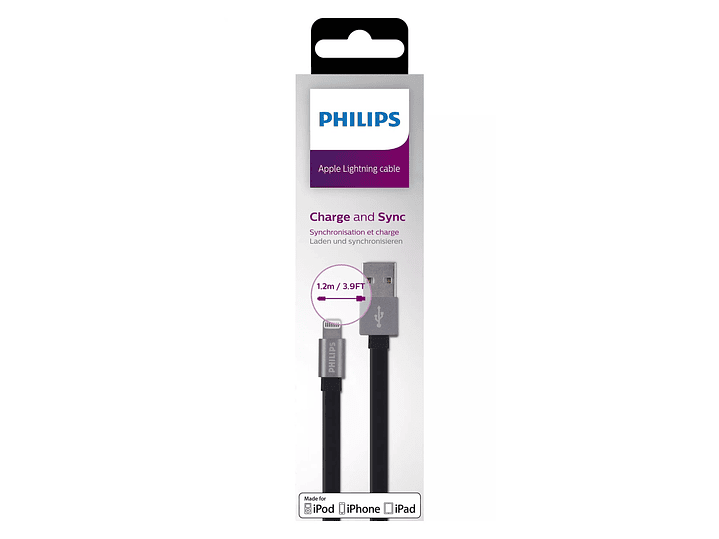 Cable Lightning a USB Philips 1.2m Negro 2