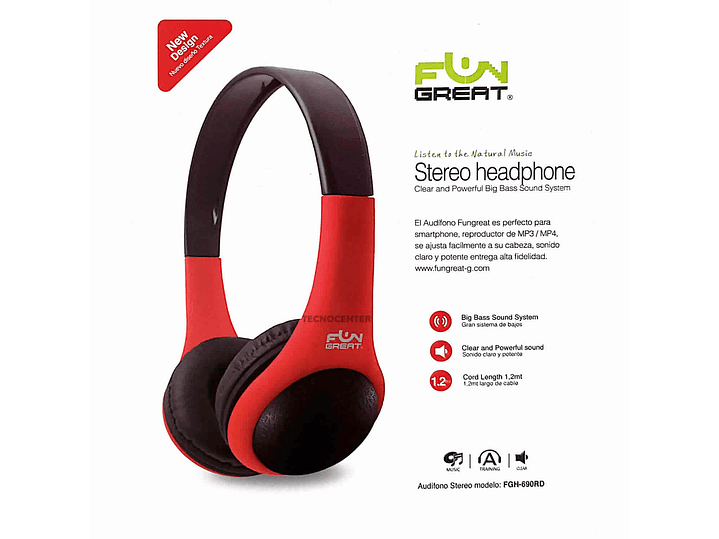 Audifonos Head Band Fun Great Rojo Negro 2