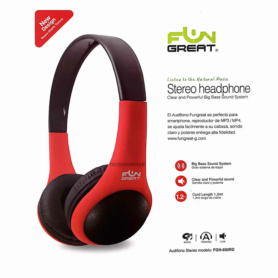 Audifonos Head Band Fun Great Rojo Negro 2