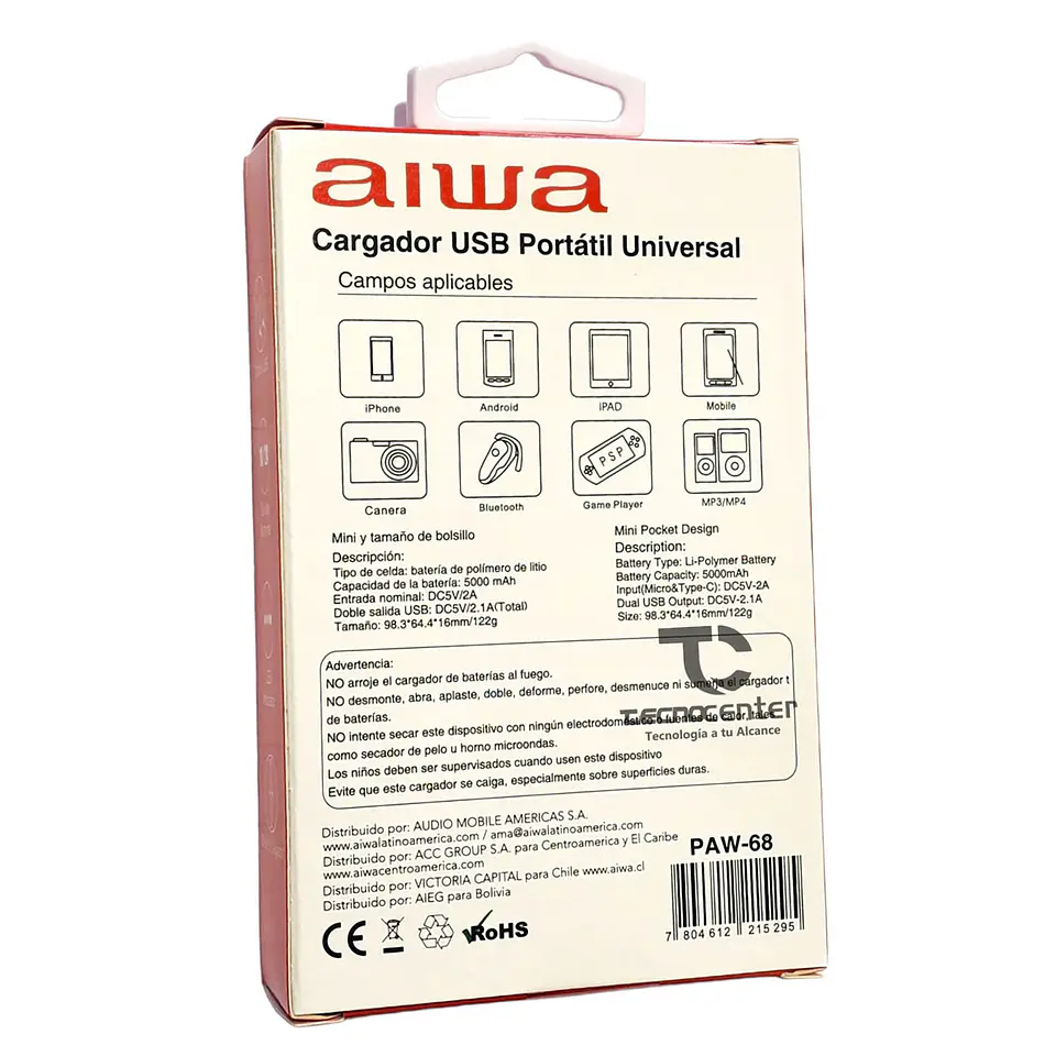 Bateria Portatil Powerbank 5.000 Aiwa PAW-68 4