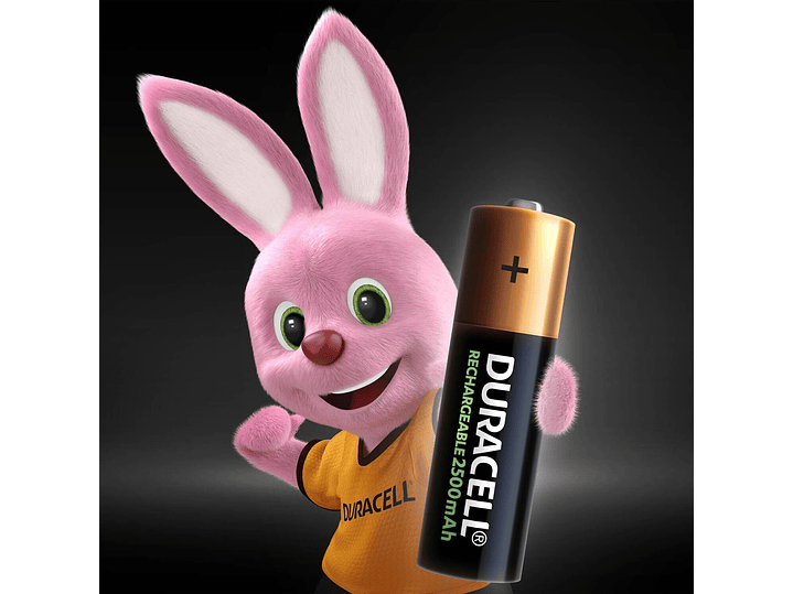 Pack 4 Pilas AA Recargables Duracell 2500mAh 3