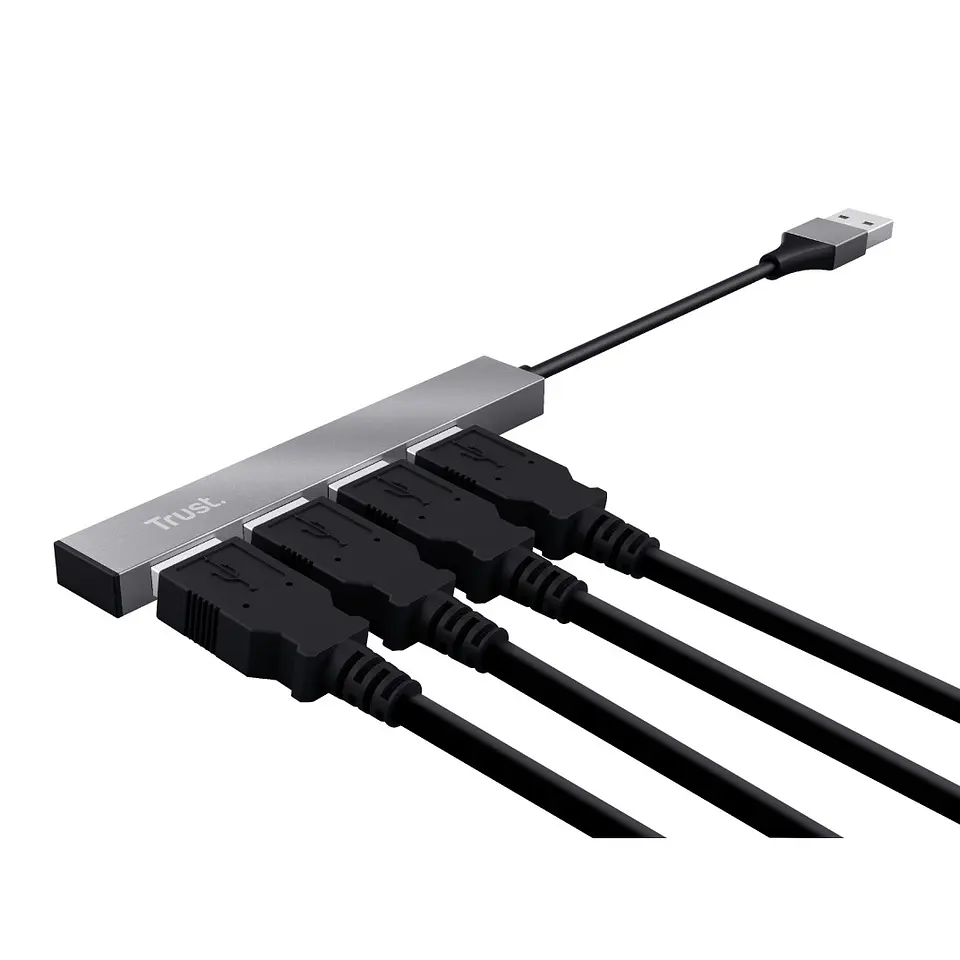 Mini Hub Usb 2.0 Trust Halyx 4p Metalico 2