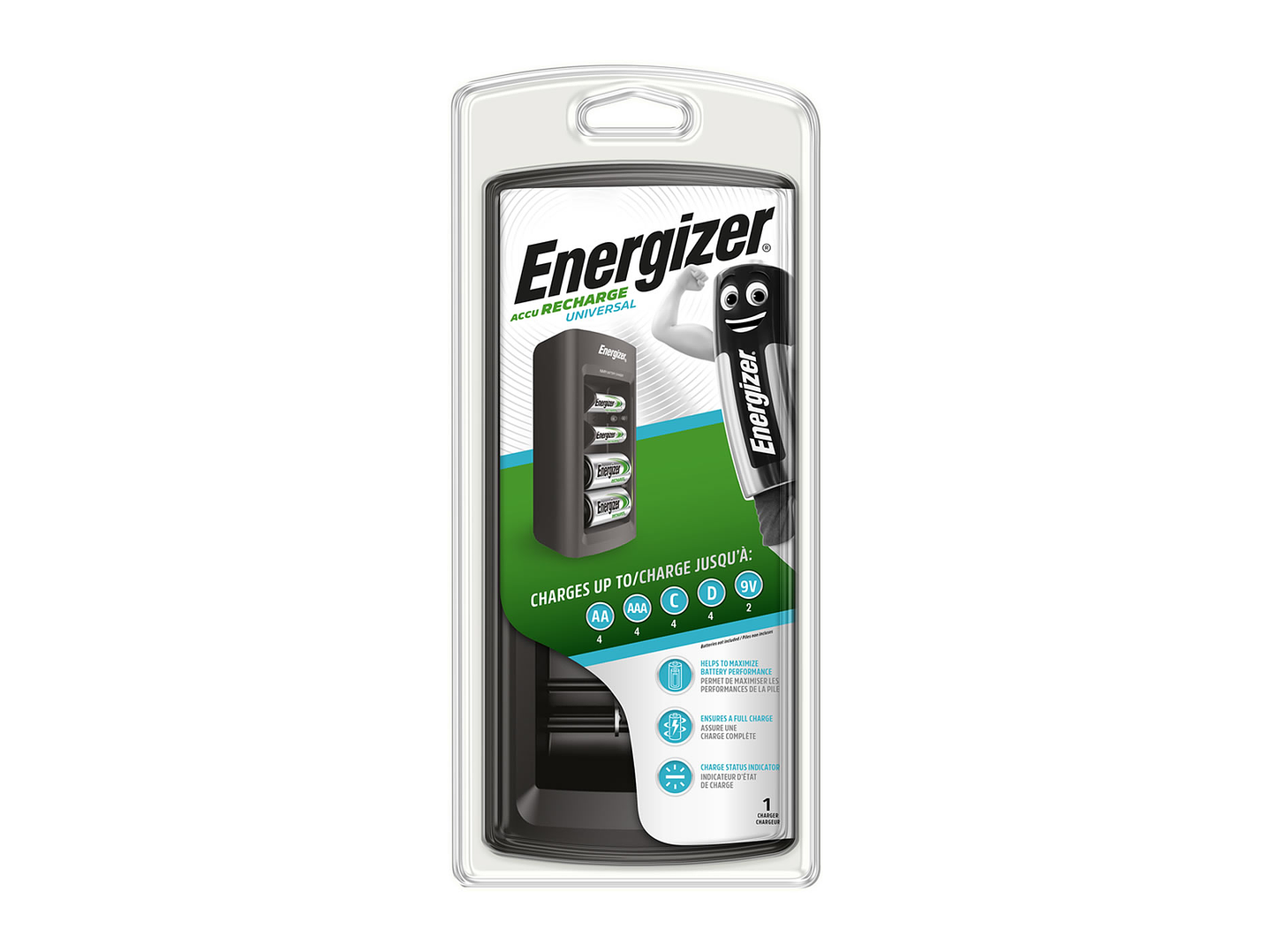 Cargador Energizer Universal Pilas Aa Aaa C D Y 9v 1