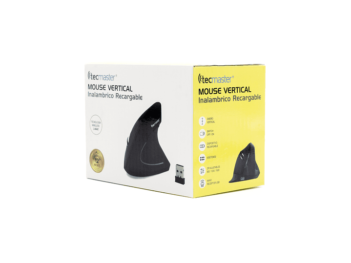 Mouse Inalambrico Vertical Recargable Tecmaster TM-100517 3