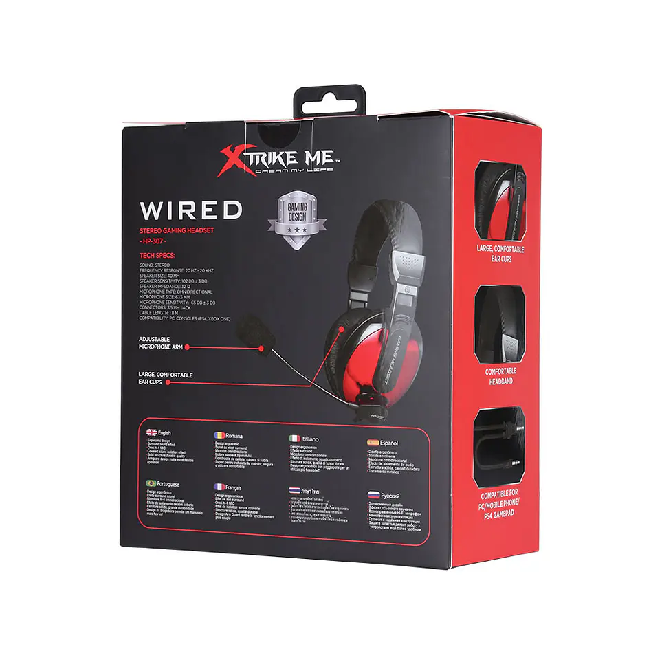 Audifonos Gamer Xtrike Me 3.5mm Rojo HP-307 3