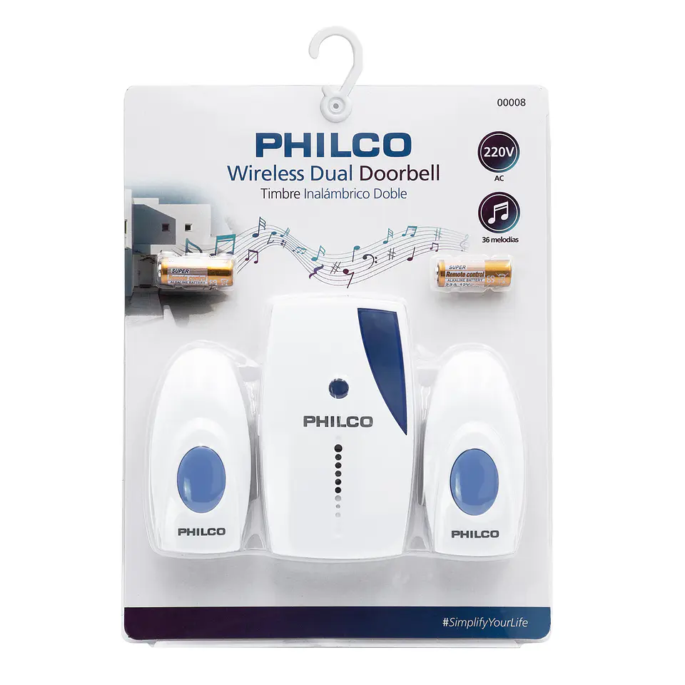 Timbre Inalámbrico Doble Philco Azul 220V  3