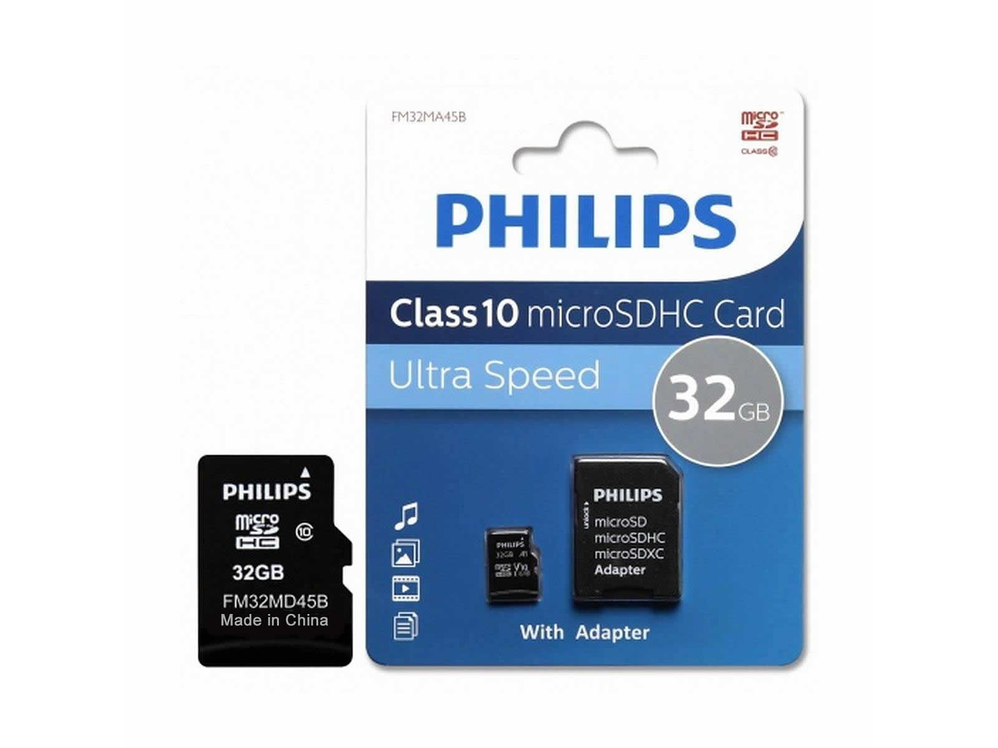 Memoria Micro Sd 32gb Philips + Adaptador 1