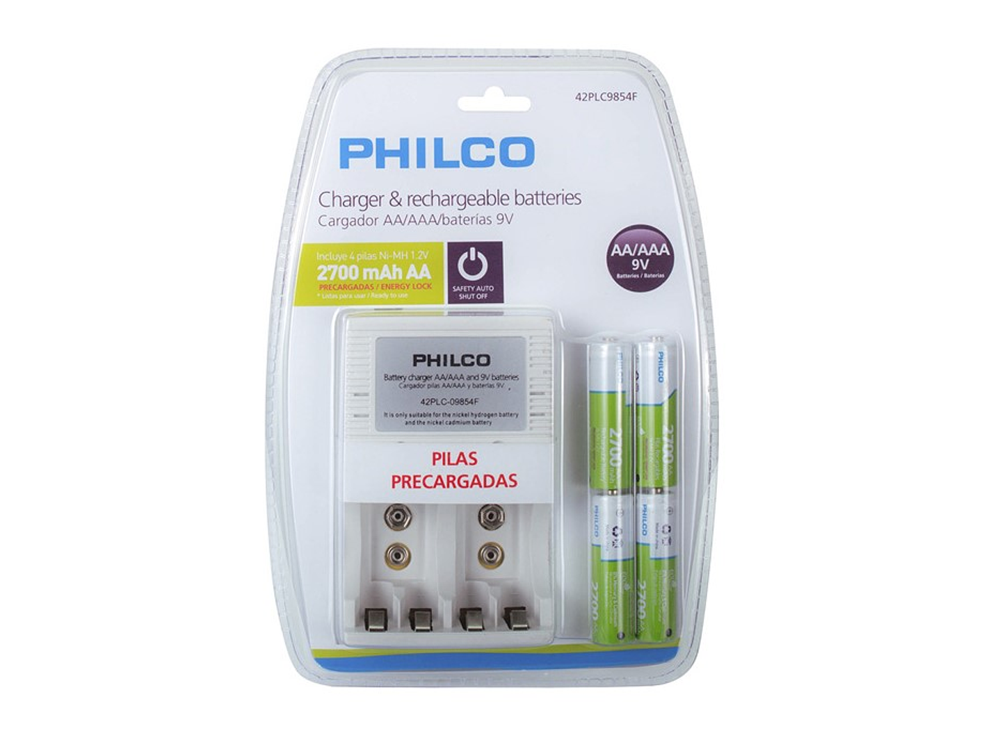 Pack Cargador con 4 pilas AA Philco 2700mha 1