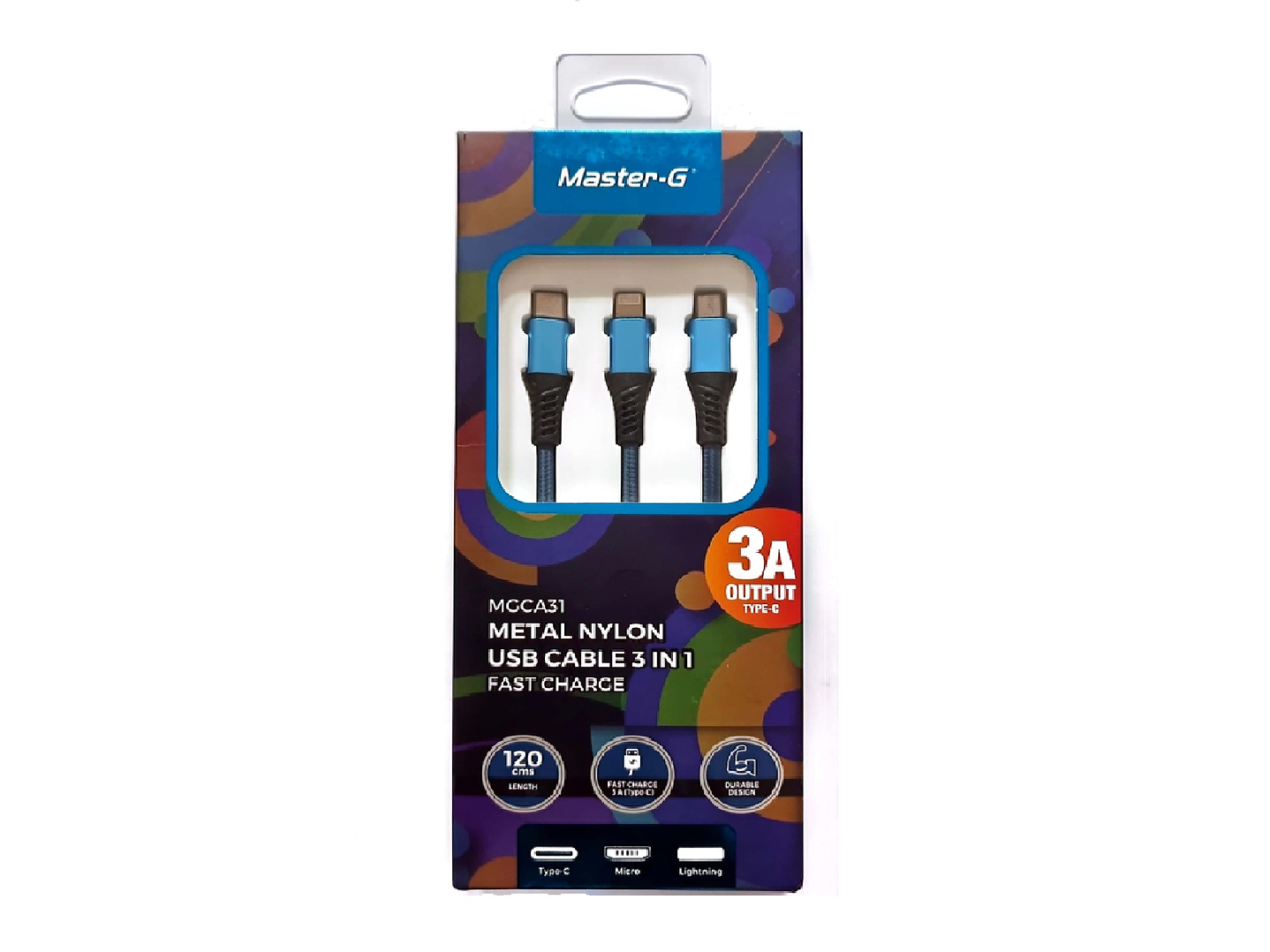 Cable Usb Master G 3 En 1 Micro Tipo C y Para IPhone 1