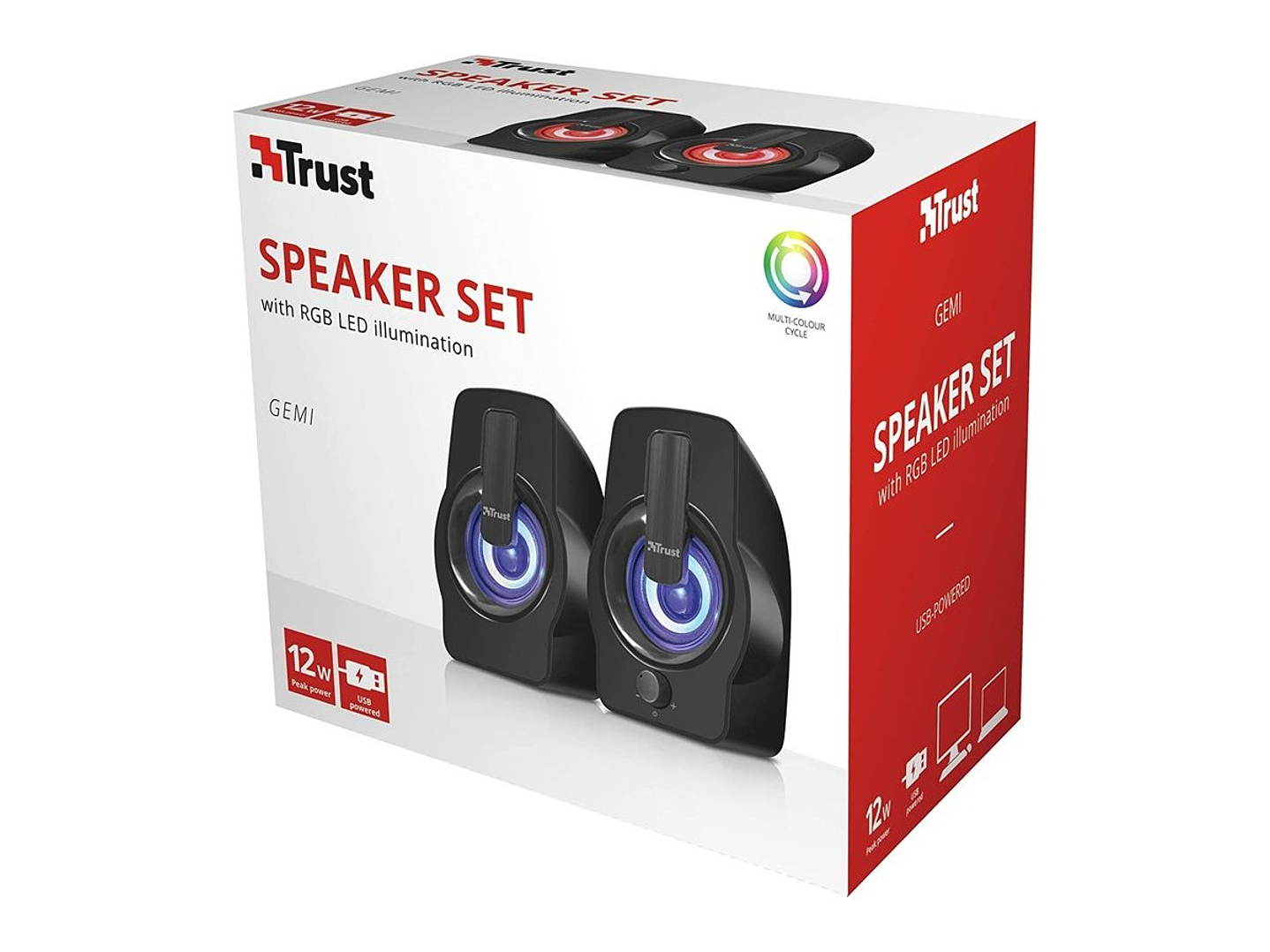 Parlante PC Trust Gemi 2.0 Led RGB Jack 3.5mm 2