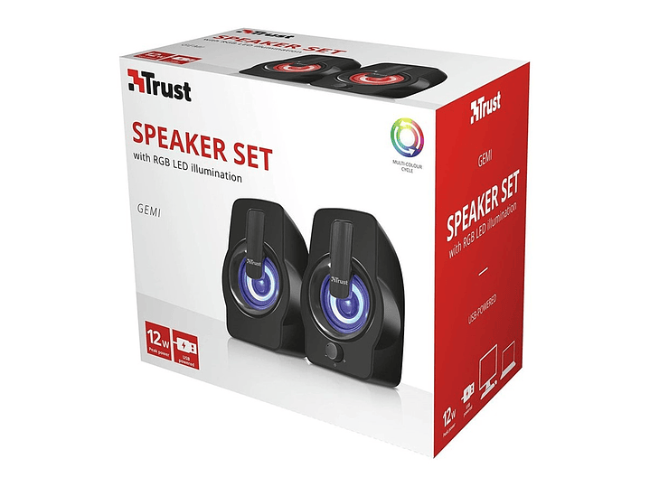 Parlante PC Trust Gemi 2.0 Led RGB Jack 3.5mm 2