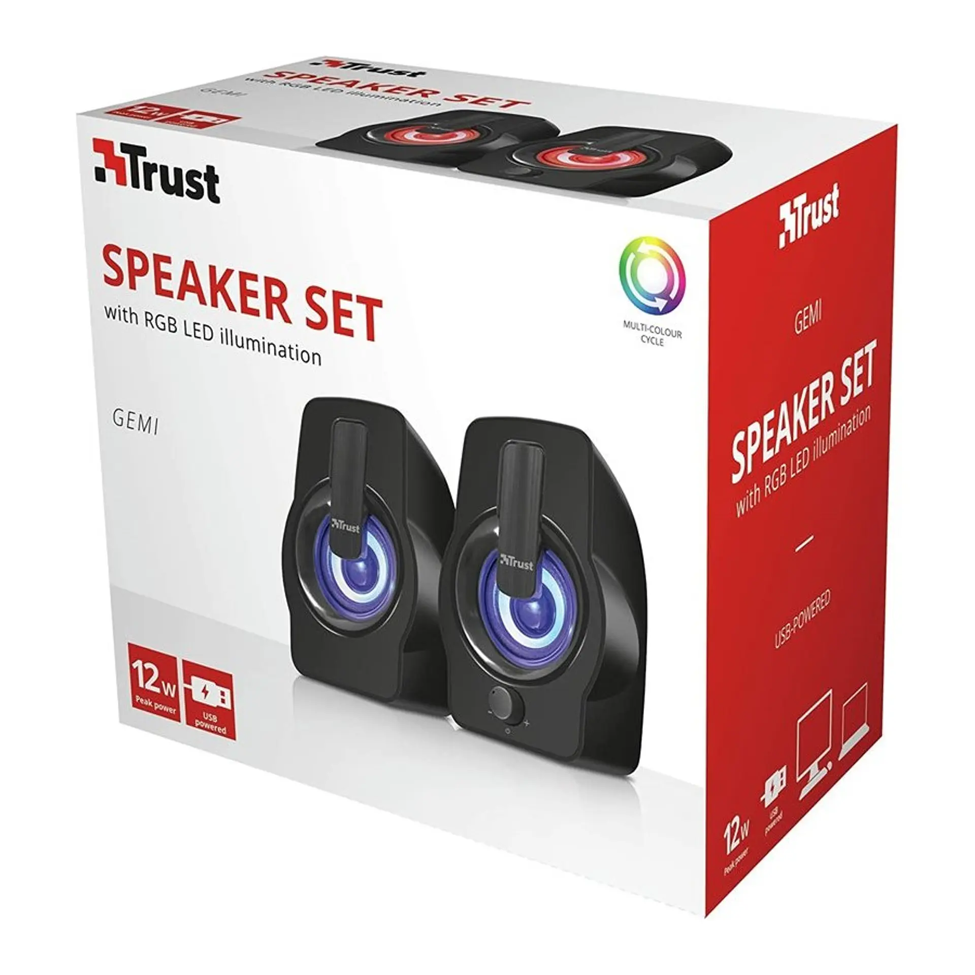 Parlante PC Trust Gemi 2.0 Led RGB Jack 3.5mm 2