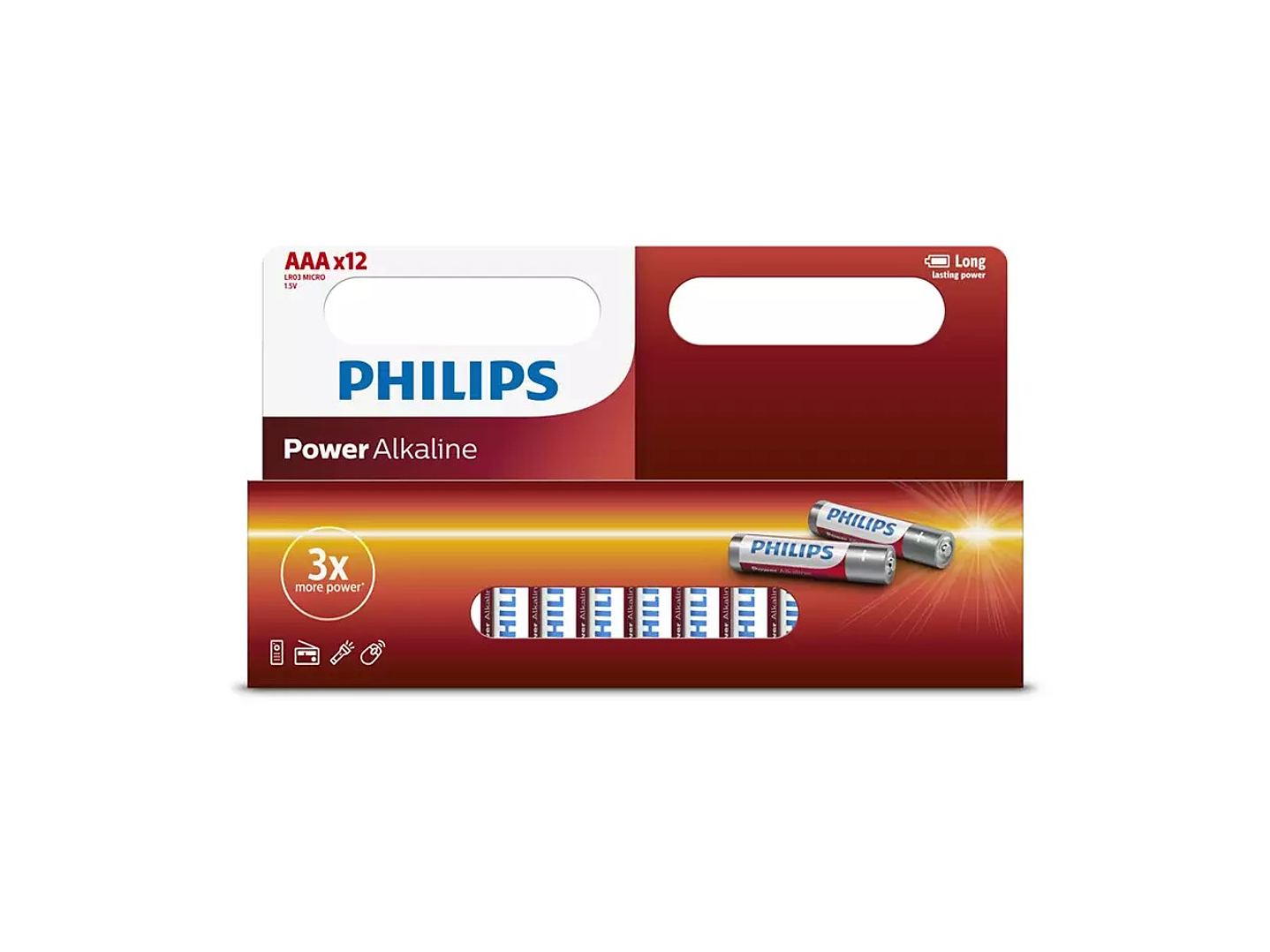 Pack 12 Pilas Alcalina AAA Philips 1