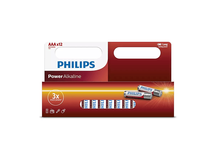 Pack 12 Pilas Alcalina AAA Philips 1