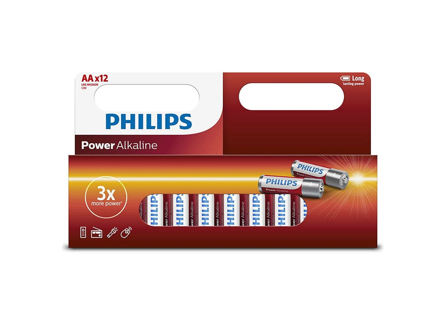 Pack 12 Pilas Alcalina AA Philips 1