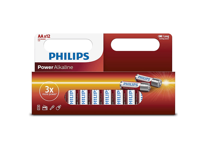 Pack 12 Pilas Alcalina AA Philips 1