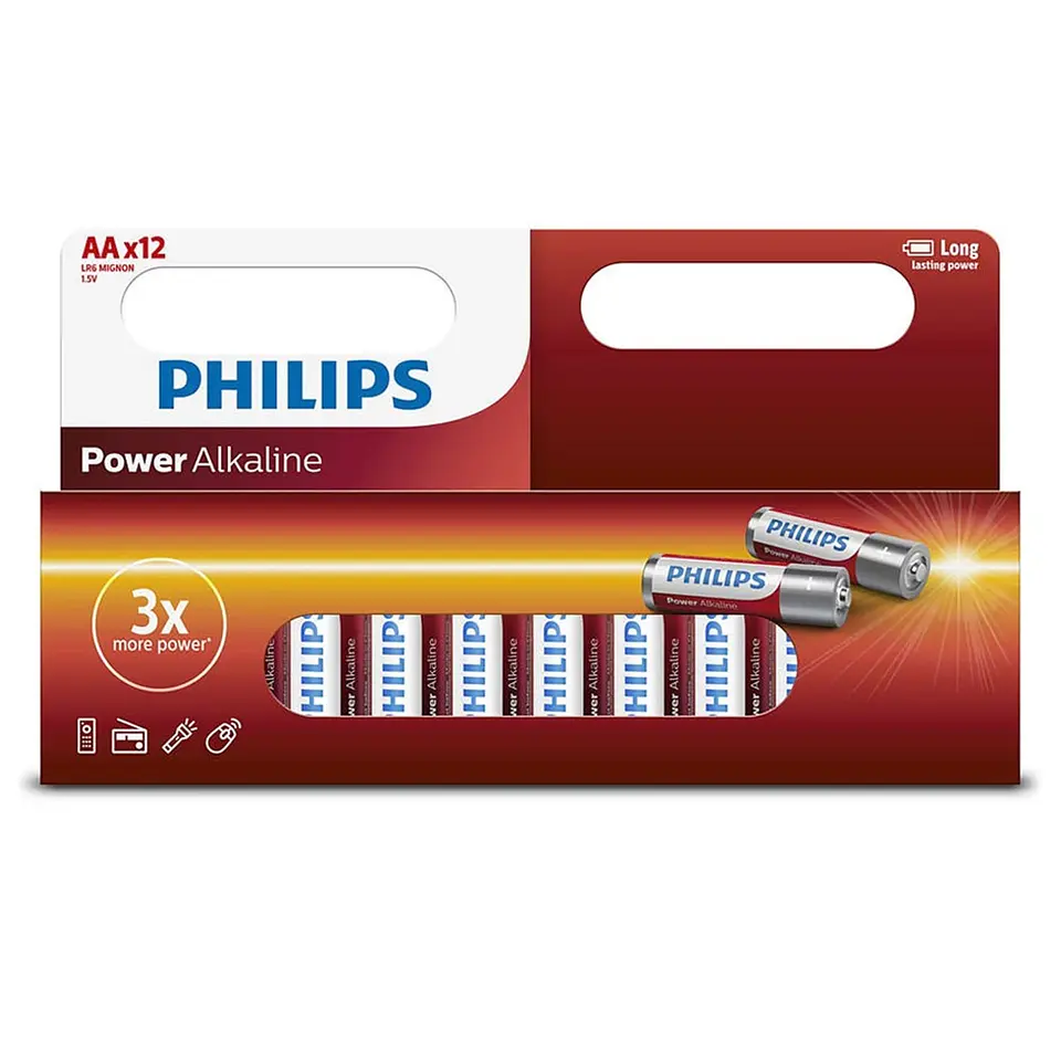 Pack 12 Pilas Alcalina AA Philips 1