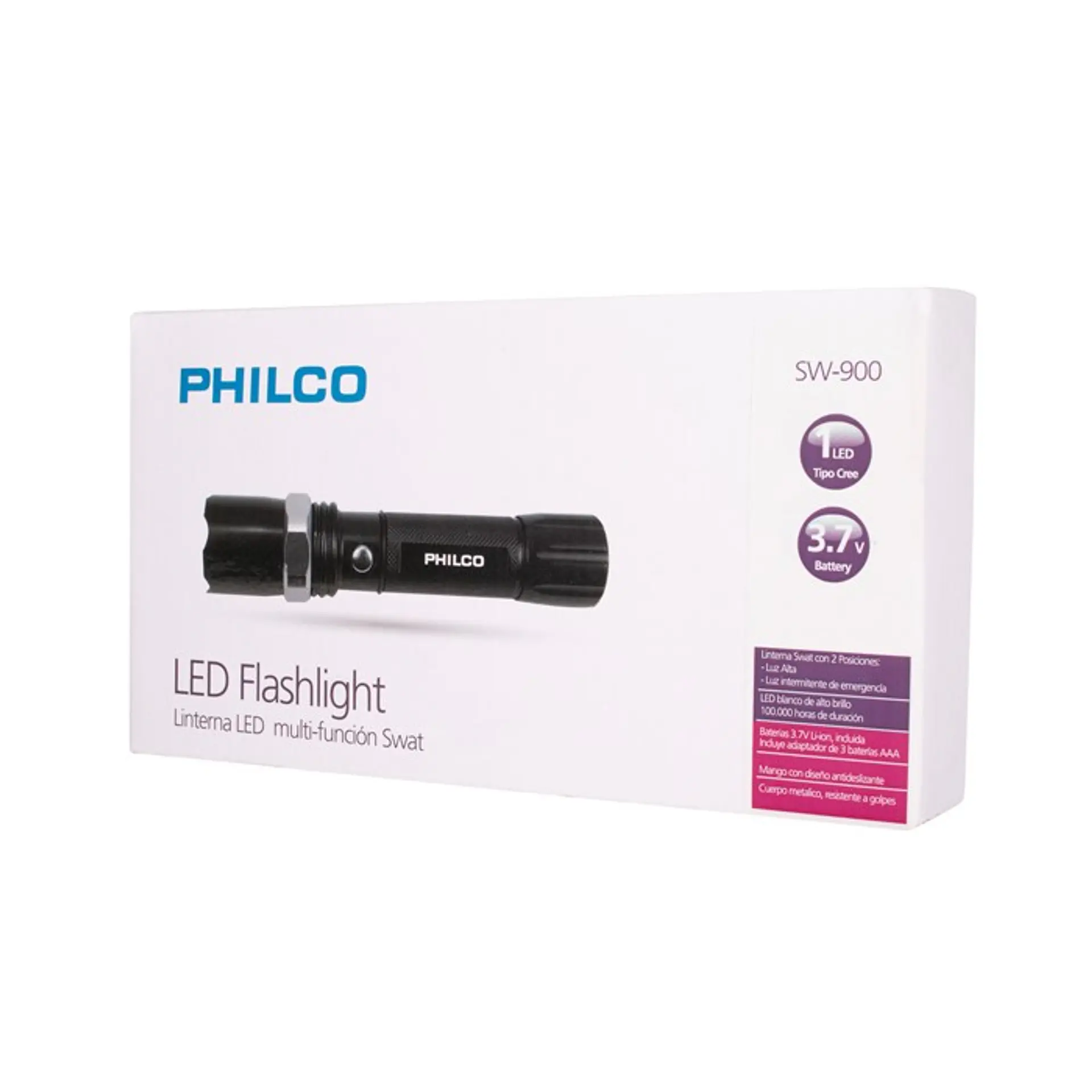 Linterna Led Cree Philco Multi-funcion Swat 3