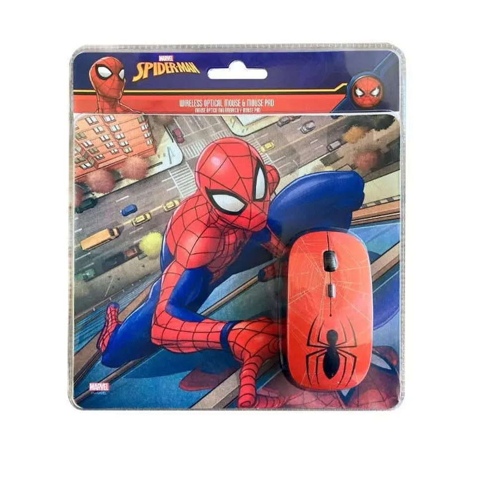 Kit Mouse Inalambrico y Mouse Pad Spider Man 1 2