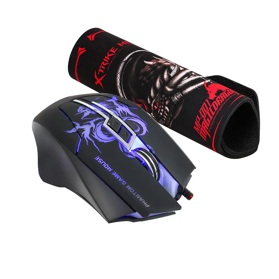 Kit Gamer Mouse Pad Optico 3200dpi Xtrike Me 2