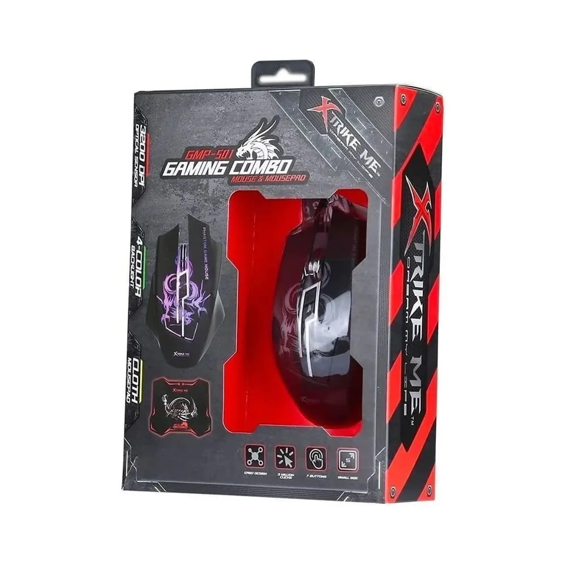 Kit Gamer Mouse Pad Optico 3200dpi Xtrike Me 4
