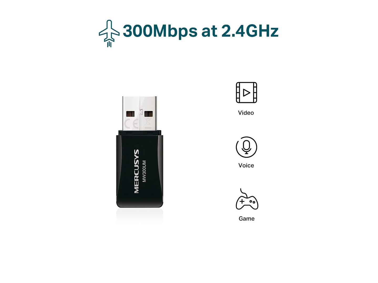 Mini Adaptador Usb Wifi N 300mbps Mercusys 3