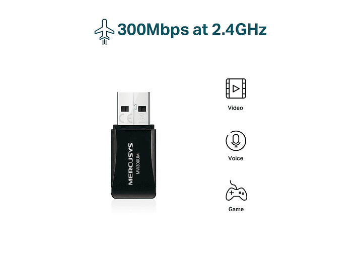 Mini Adaptador Usb Wifi N 300mbps Mercusys 3