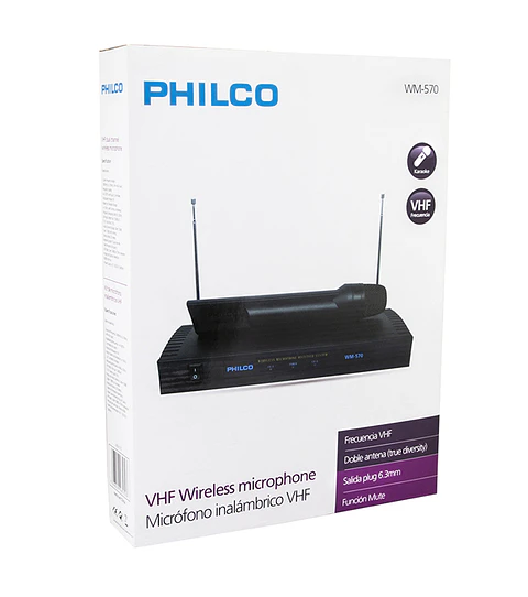 Pack 2 Micrófonos Inalambricos VHF Philco WM570