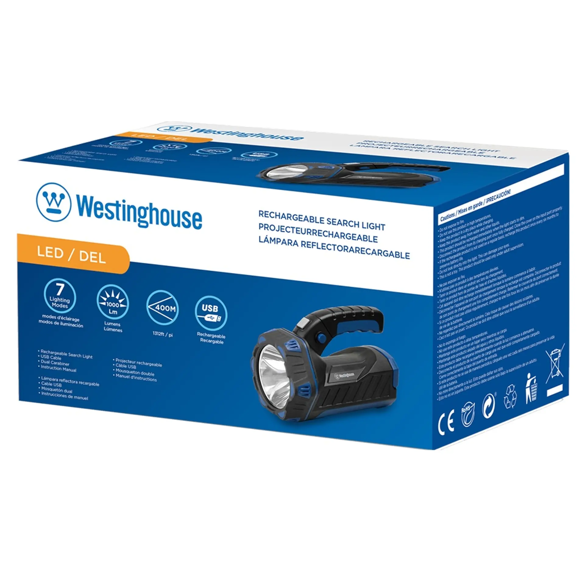Linterna Foco Westinghouse Recargable 1000 Lm Negro WF227CB 2