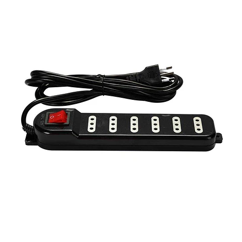 Alargador Eléctrico Macrotel 3 Mts 6 Pos Negro ME-070B