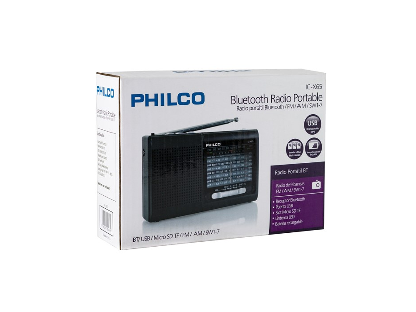 Radio Portatil Philco IC-X65 Multibandas Usb 2