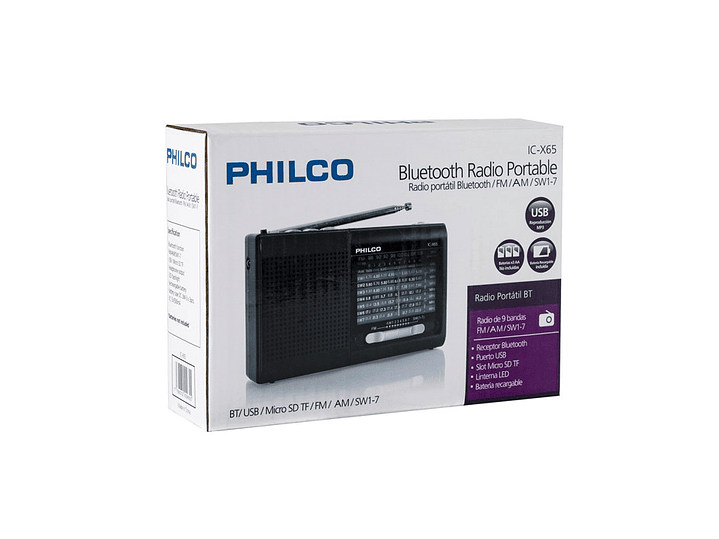 Radio Portatil Philco IC-X65 Multibandas Usb 2