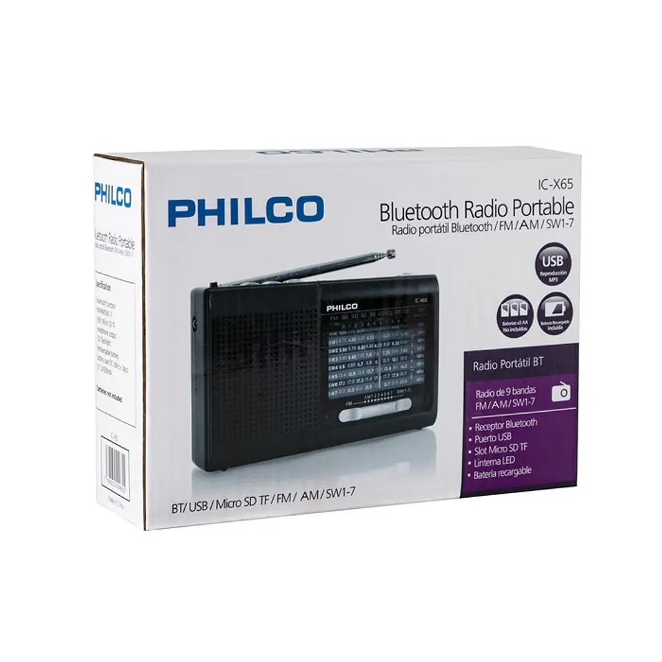 Radio Portatil Philco IC-X65 Multibandas Usb 2